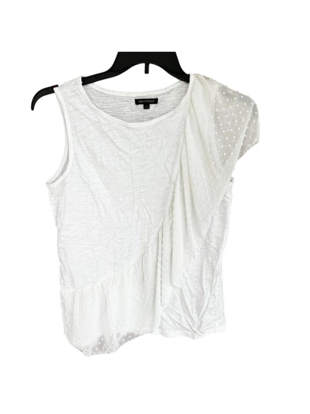 For Cynthia Women Cream Top Large Casual Blouse Shirt Lightweight Classic Ruffle